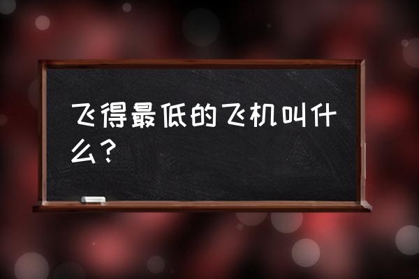 地效翼船的特点 飞得最低的飞机叫什么？