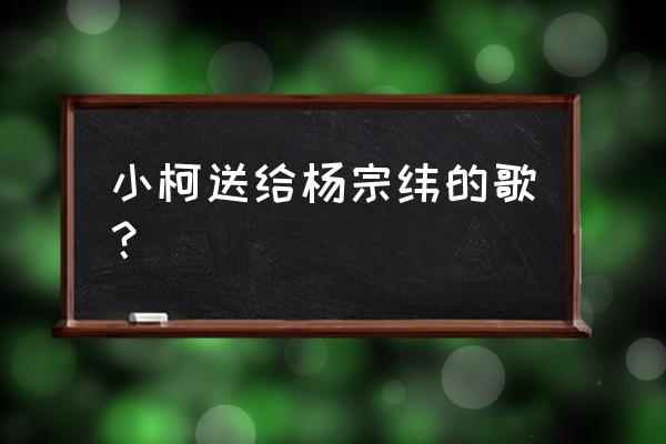 我变了 我没变的解释 小柯送给杨宗纬的歌？