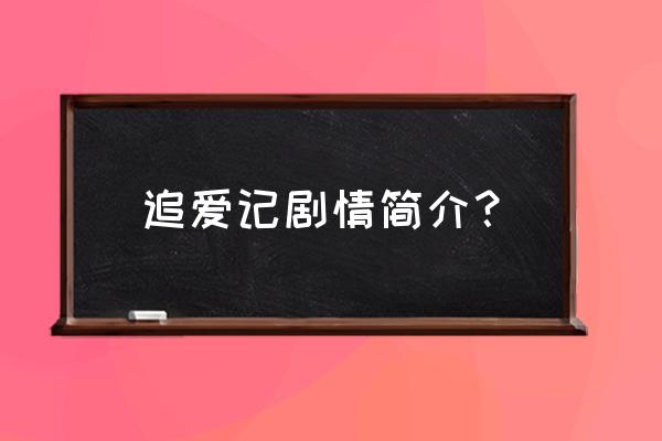 大猫儿追爱记完整版 追爱记剧情简介？