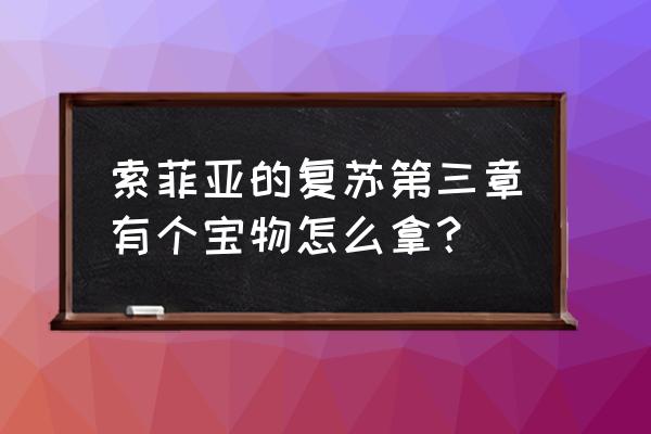 索菲亚的复苏最全攻略 索菲亚的复苏第三章有个宝物怎么拿？