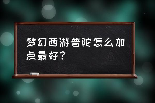 梦幻西游普陀最佳加点 梦幻西游普陀怎么加点最好？