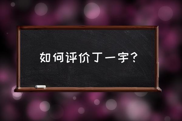 丁一宇现在不好看了 如何评价丁一宇？