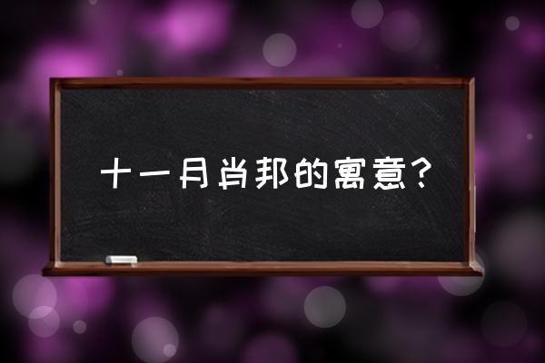 十一月的萧邦是啥意思 十一月肖邦的寓意？