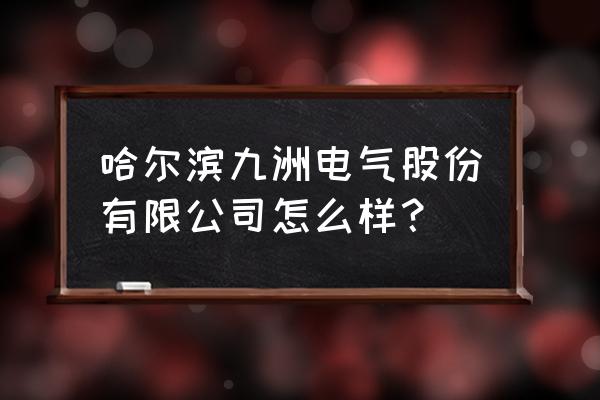 哈尔滨九洲电气 哈尔滨九洲电气股份有限公司怎么样？