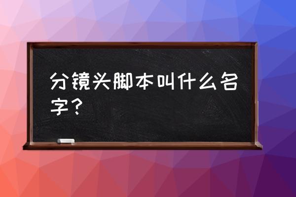 分镜头脚本的材料 分镜头脚本叫什么名字？