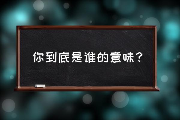 你是谁啊你是谁你到底是谁 你到底是谁的意味？