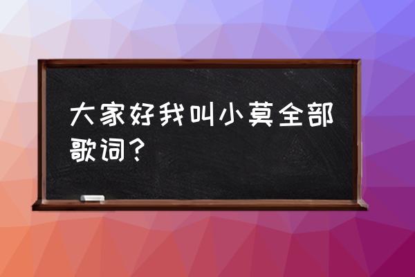 mc小莫大家好我叫 大家好我叫小莫全部歌词？