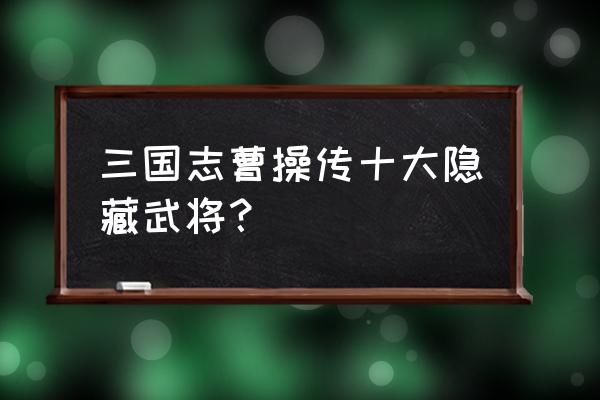 三国志曹操传人物大全 三国志曹操传十大隐藏武将？