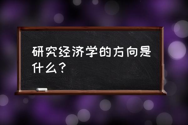 经济学最前沿的研究有哪些 研究经济学的方向是什么？