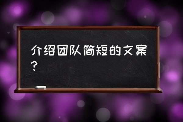 团队介绍词 介绍团队简短的文案？