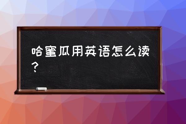 哈密瓜英文 哈蜜瓜用英语怎么读？