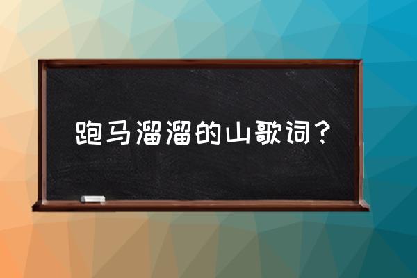 好嘛溜溜的山上 跑马溜溜的山歌词？