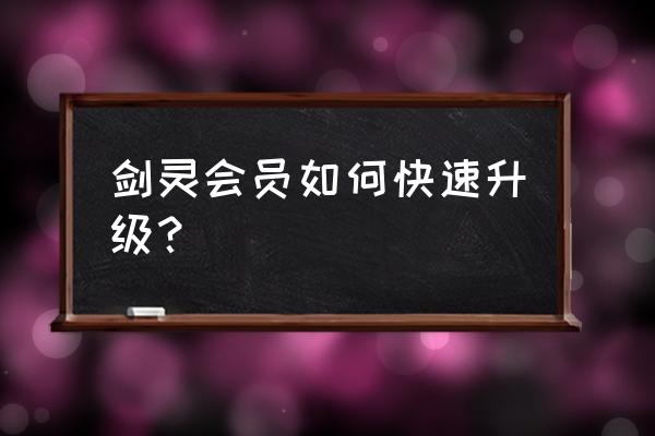 剑灵会员有几种 剑灵会员如何快速升级？