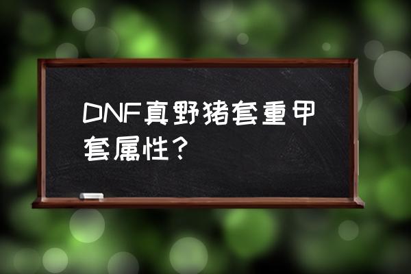 dnf野猪套叫什么名字 DNF真野猪套重甲套属性？