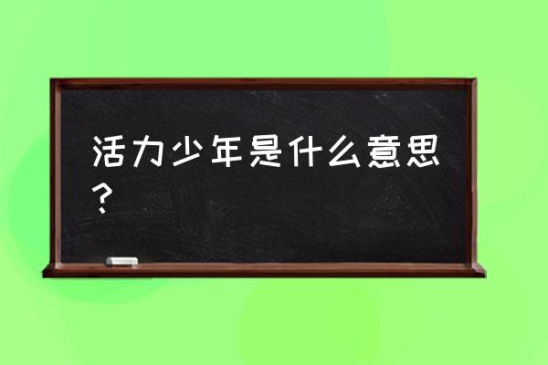 元气少年2 活力少年是什么意思？