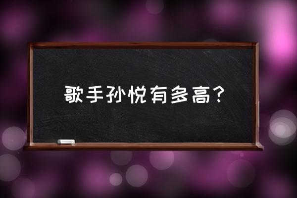 歌手孙悦身高是多少 歌手孙悦有多高？