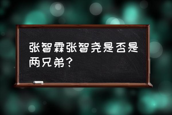 张智霖张智尧是兄弟吗 张智霖张智尧是否是两兄弟？