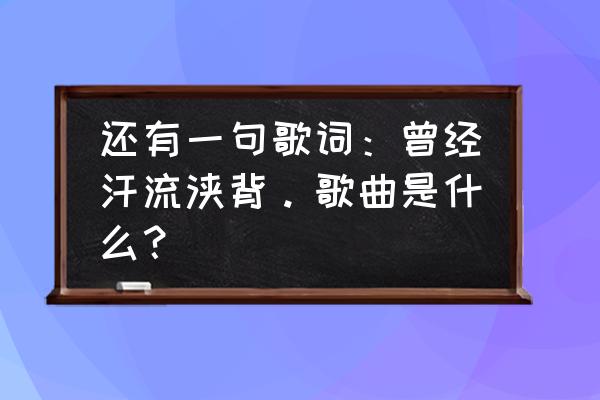 曾经多少次挥汗如雨 还有一句歌词：曾经汗流浃背。歌曲是什么？