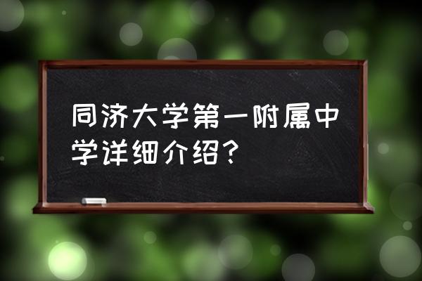 同济一附中张哲人 同济大学第一附属中学详细介绍？