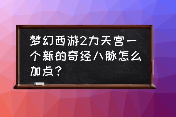 梦幻西游天宫奇经八脉 梦幻西游2力天宫一个新的奇经八脉怎么加点？