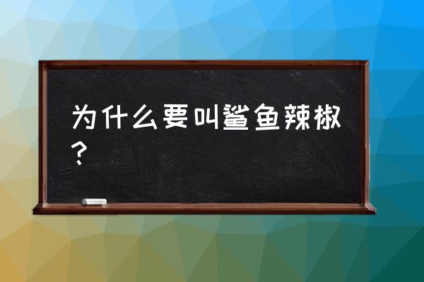 鲨鱼辣椒有什么含义 为什么要叫鲨鱼辣椒？