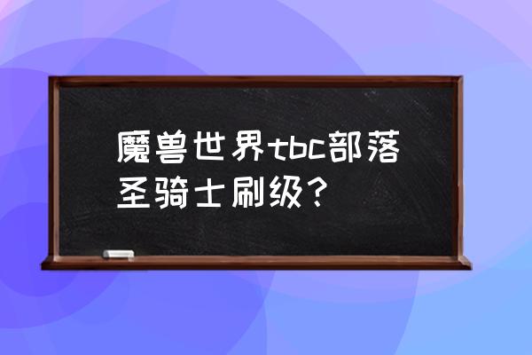 魔兽世界部落圣骑士 魔兽世界tbc部落圣骑士刷级？