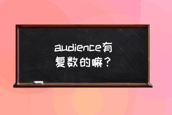 audience什么时候可数 audience有复数的嘛？