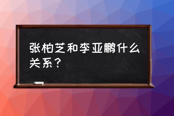 张亚东现在的女友 张柏芝和李亚鹏什么关系？