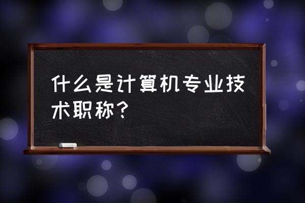 计算机专业职称考试 什么是计算机专业技术职称？