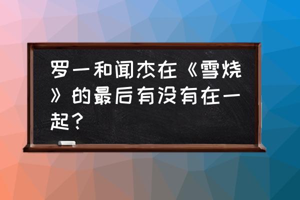 新版雪在烧演员表 罗一和闻杰在《雪烧》的最后有没有在一起？