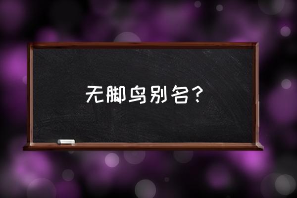 没有脚的小鸟代指 无脚鸟别名？