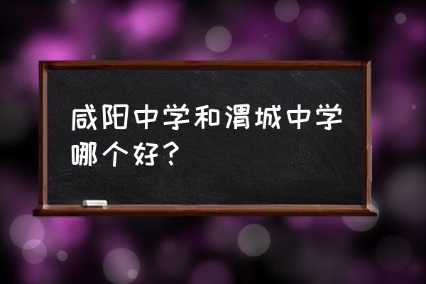 咸阳中学2020年高考 咸阳中学和渭城中学哪个好？