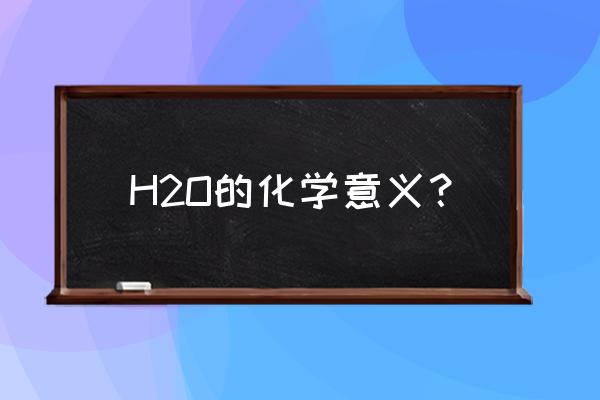 H2O的化学意义？ H2O的化学意义？