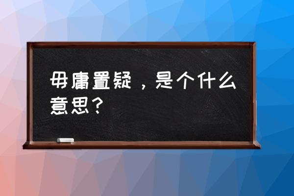 毋庸置疑，是个什么意思？ 毋庸置疑，是个什么意思？