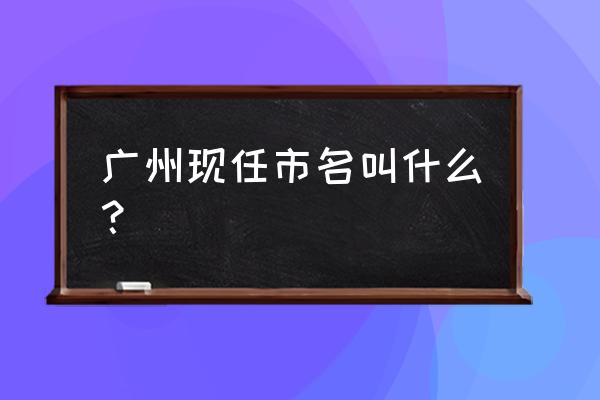 广州城市名称 广州现任市名叫什么？