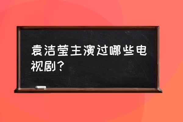 武状元铁桥三1993 袁洁莹主演过哪些电视剧？