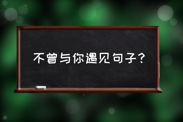 不曾与你遇见24章 不曾与你遇见句子？