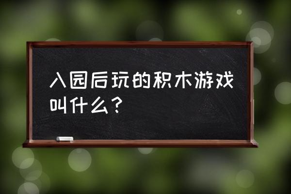 积木类游戏 入园后玩的积木游戏叫什么？