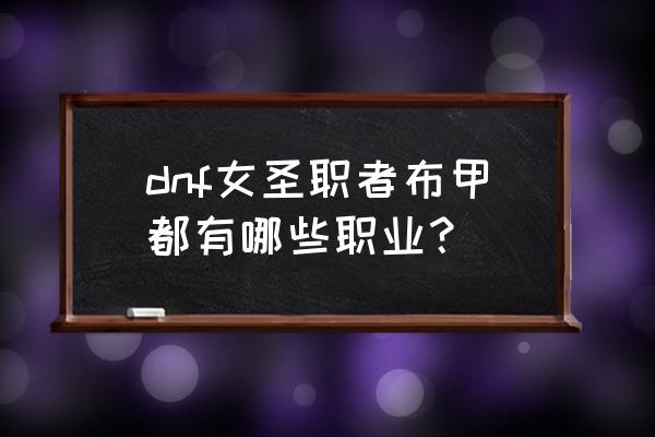 dnf巫女是什么职业 dnf女圣职者布甲都有哪些职业？