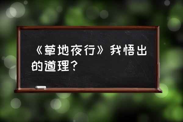 草地夜行主要内容 《草地夜行》我悟出的道理？