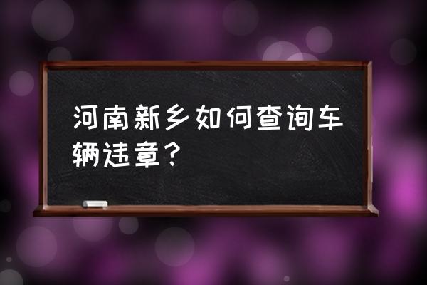 河南122交通违章查询 河南新乡如何查询车辆违章？