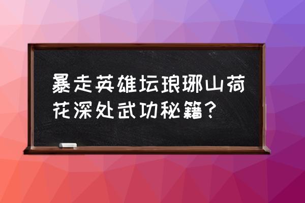 暴走英雄坛琅琊山任务怎么完成 暴走英雄坛琅琊山荷花深处武功秘籍？