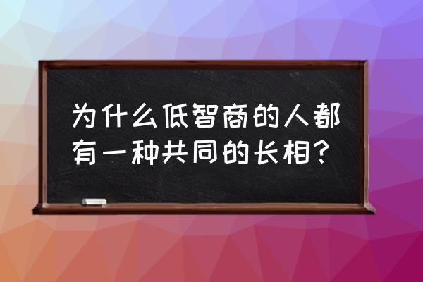 还有哪些面相不好的一眼就看出来 为什么低智商的人都有一种共同的长相？