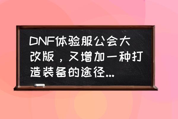 dnf小型芯片在哪里找 DNF体验服公会大改版，又增加一种打造装备的途径，金币会涨价吗？