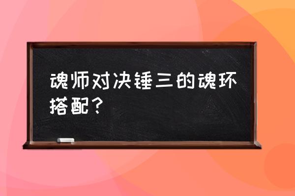 杨无敌自带万年魂环 魂师对决锤三的魂环搭配？