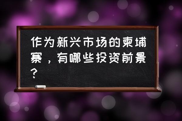 投资新加坡的房产前景好吗 作为新兴市场的柬埔寨，有哪些投资前景？