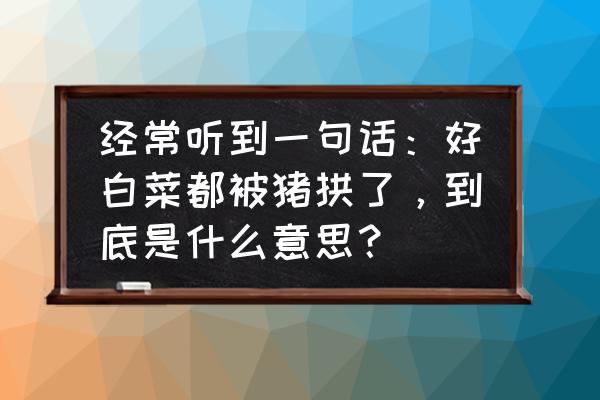 撅是什么梗 经常听到一句话：好白菜都被猪拱了，到底是什么意思？