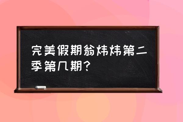 完美假期人气排名 完美假期翁炜炜第二季第几期？