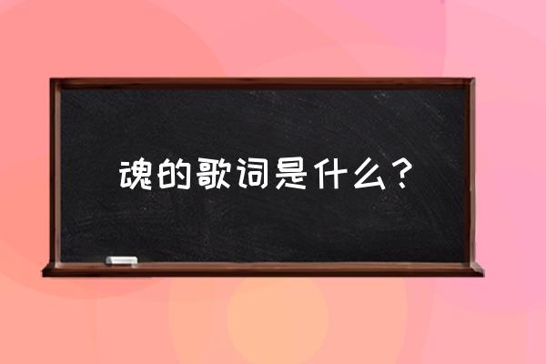 泪字的歌词 魂的歌词是什么？