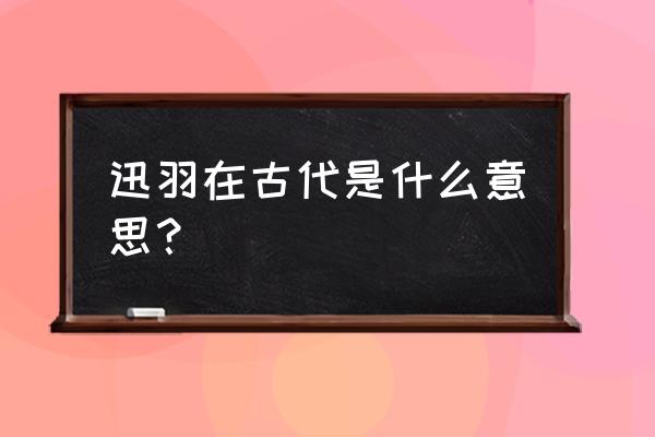 迅捷爱情鸟 迅羽在古代是什么意思？